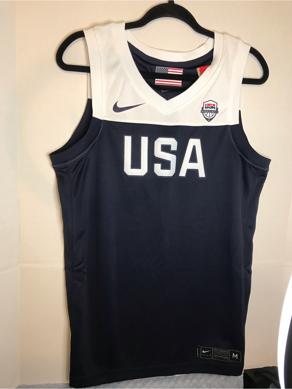 Officially Licensed USA Basketball Jersey Nike Dri-FIT SzMed Blue & White NWT